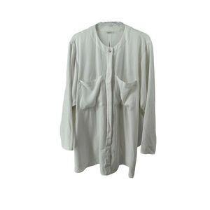 Shaina Mote Blouse White Oversized Button Down Twist Split Back Womens Size M